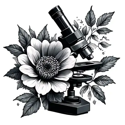 microscope with a flower tattoo design idea