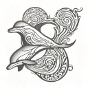 dolphin with the letter D  tattoo design idea