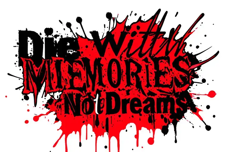 "Die with MEMORIES Not Dreams " lightning bolt tattoo design idea