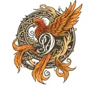 Phoenix bird with the letters A and D included in the feathers tattoo design idea