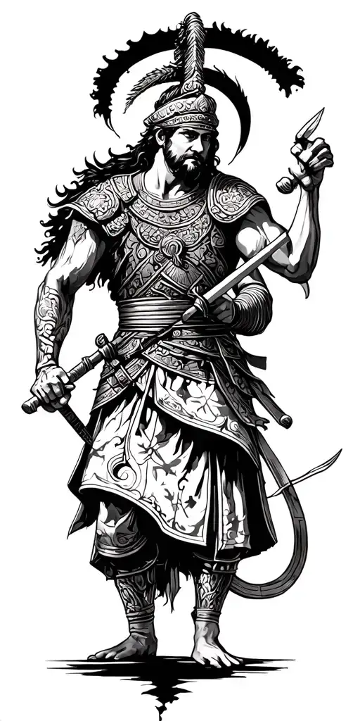 roman empire and fighting and Japanese symbols tattoo design idea