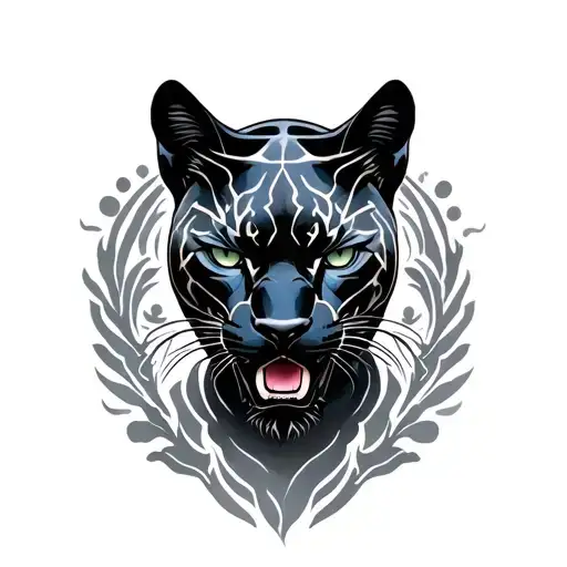 sexy black panther surrounded tattoo design idea