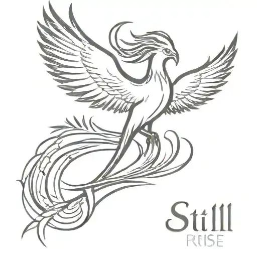 Phoenix rising with the words "Still I RIse" tattoo design idea