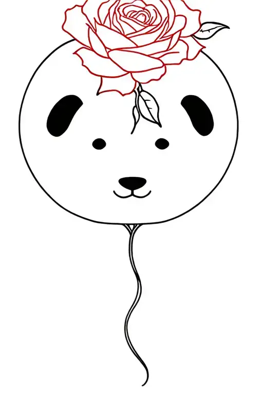 Panda bear above rose tattoo design idea