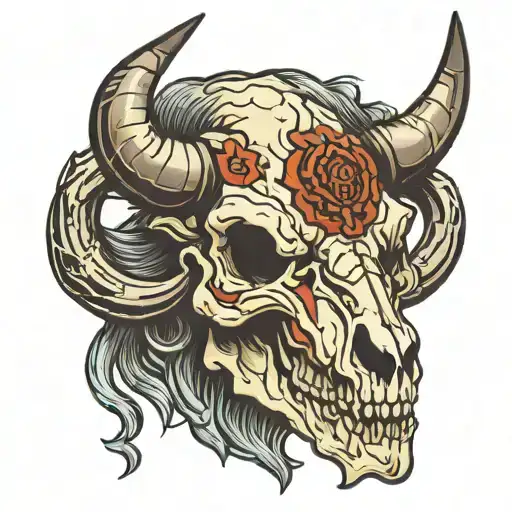 bison skull tattoo design idea