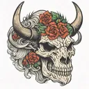 bison skull tattoo design idea
