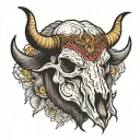 bison skull tattoo design idea