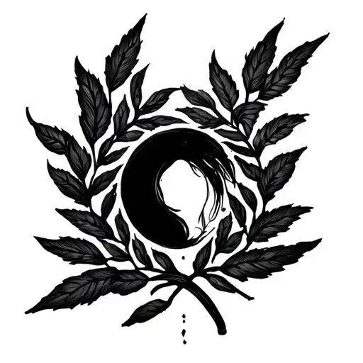 “I want a laurel wreath, but part of it goes into abstract strokes or a blot. It is important to maintain minimalism and smooth tattoo design idea