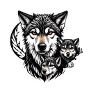 a wolf and two cubs tattoo design idea