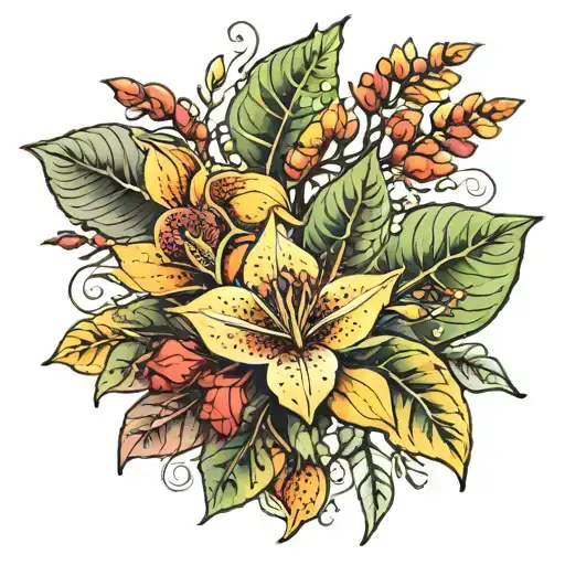 croton flowers tattoo design idea