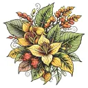 croton flowers tattoo design idea