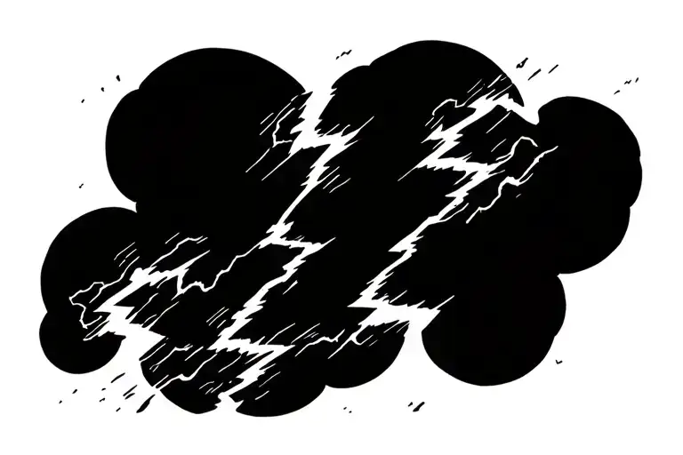 Cloud and lightning bolt striking tattoo design idea