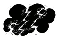 Cloud and lightning bolt striking tattoo design idea