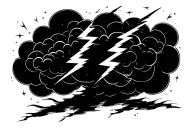 Cloud and lightning bolt striking tattoo design idea