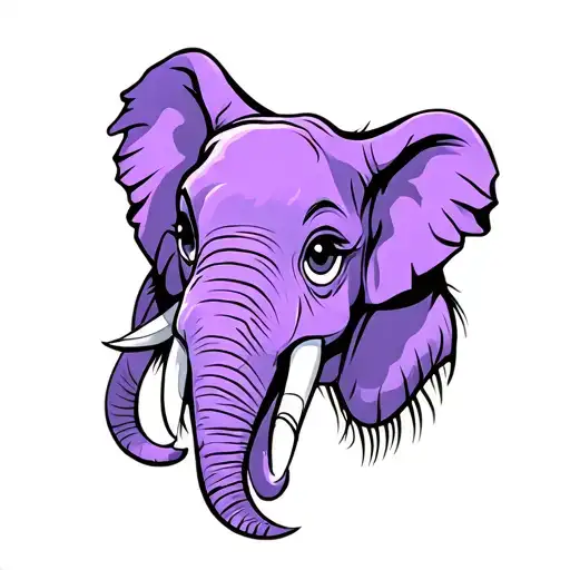 elephant head with long eyelashes tattoo design idea