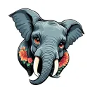 elephant head with long eyelashes tattoo design idea