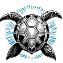 poly turtle with excessive ocean waves and Greek design tattoo design idea