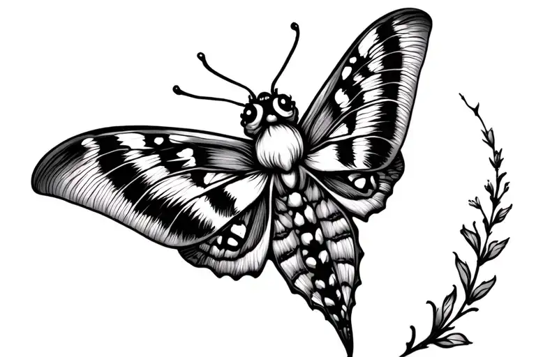 detailed pretty bending elbow moth tattoo tattoo design idea