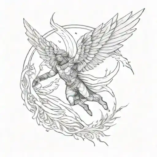 a winter flight of icarus with ice and snow wings spread wide tattoo design idea