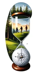 family and forest and hour glass and compass golf course golf ball tattoo design idea