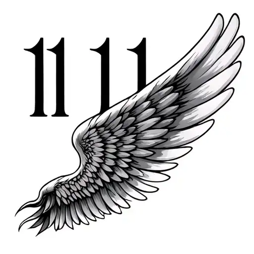 wings shaped like 1111 numbers tattoo design idea