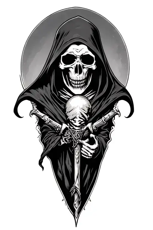 Grim reaper with one life one chance tattoo design idea