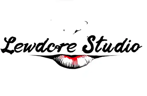 "Lewdcore Studio" "Lewdcore Studio" with bright red lips in between the text tattoo design idea