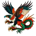 hawk and dragon tattoo design idea