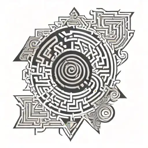 “Design inside the triangle: • Spiral maze (The spiral should be bold) • Lines: brain lines • And everything should b tattoo design idea