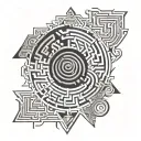 “Design inside the triangle: • Spiral maze (The spiral should be bold) • Lines: brain lines • And everything should b tattoo design idea