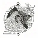 “Design inside the triangle: • Spiral maze (The spiral should be bold) • Lines: brain lines • And everything should b tattoo design idea