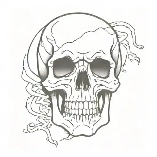fear anger suffering skull gore tattoo design idea