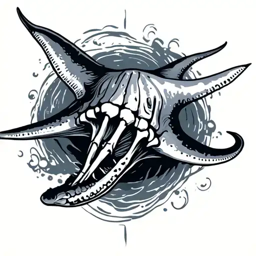 bones and stingray tattoo design idea