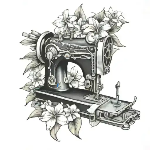 sewing machine hawaii plumeria tattoo design idea