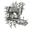 sewing machine hawaii plumeria tattoo design idea