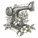 sewing machine hawaii plumeria tattoo design idea
