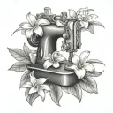sewing machine hawaii plumeria tattoo design idea