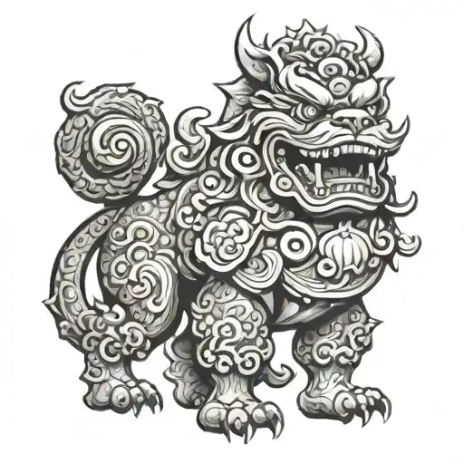 Japanese foo dog tattoo design idea
