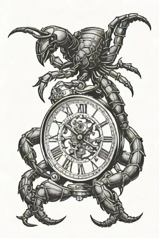 Combine a scorpion with a clock or timepiece tattoo design idea