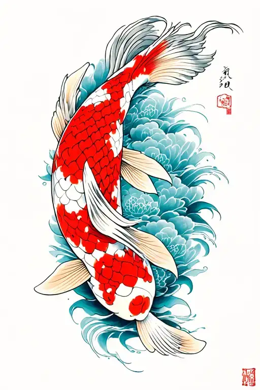 koi present moment Has a powerful sense tattoo design idea