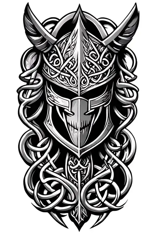 Coverup Celtic knight tattoo design idea
