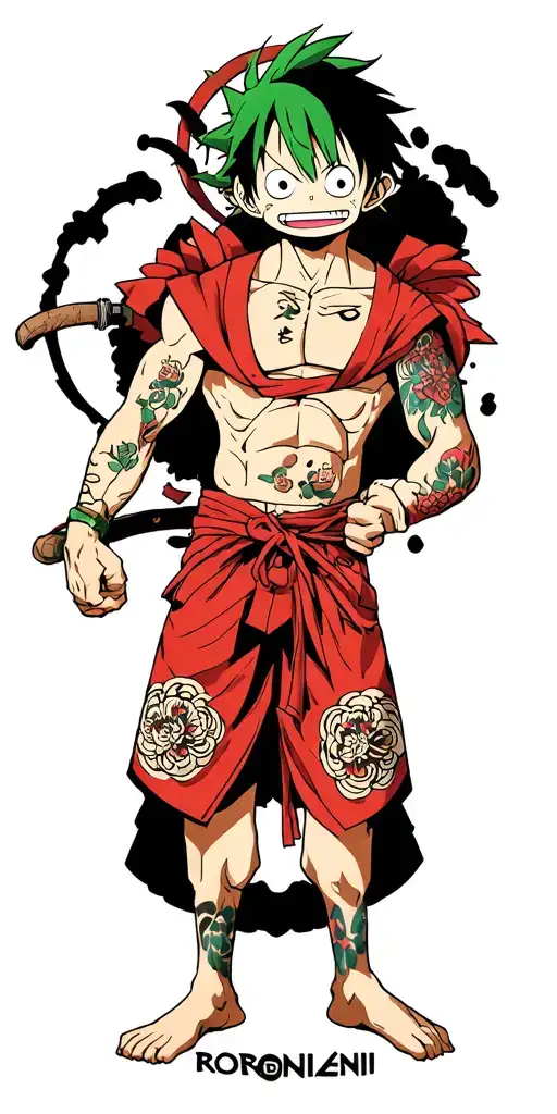 monkey d luffy gear 5 and roronoa zoro one piece tattoo design idea
