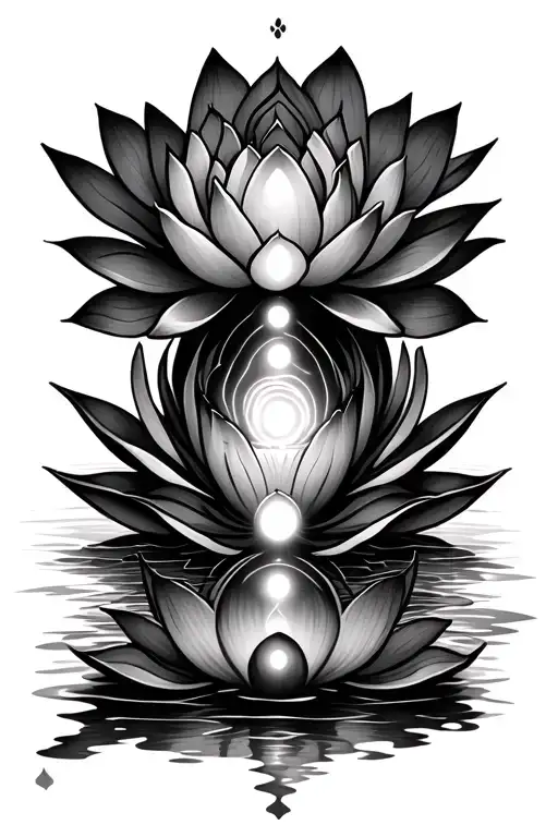 lotus flower going into the 7 chakras tattoo design idea