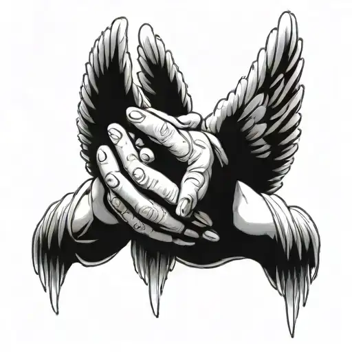 angel pray hands tattoo design idea