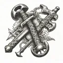 crossed hammers tattoo design idea