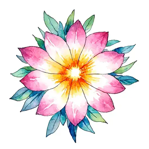 flower with 8 pointed star tattoo design idea