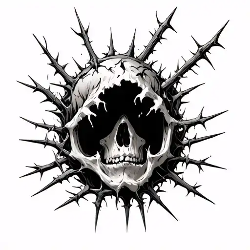 flesh ripped open on skin being put back together with thorns and light  tattoo design idea