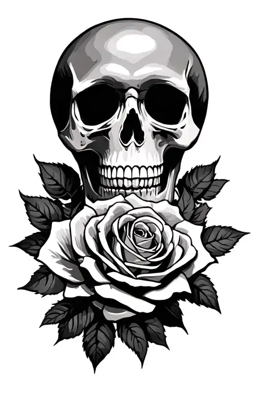 skull and roses tattoo design idea