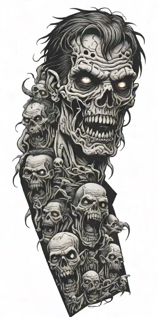 zombie horde tattoo design idea