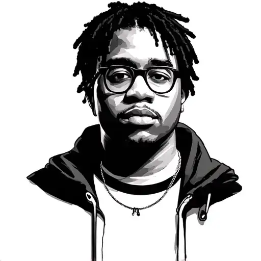 minimalist style Dwight schrute mixed with the face of rapper lucki tattoo design idea